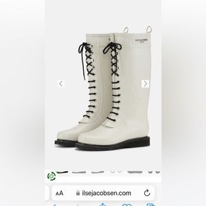 Ilse Jacobsen rubber tall rain boots. Wellington. Beige with black sole. size 39
